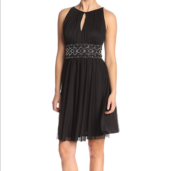 Jessica Howard Black Beaded Keyhole Dress 16 - Picture 1 of 5
